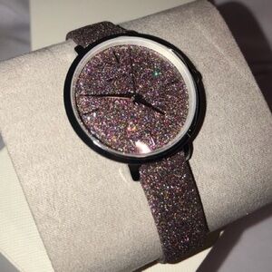 Michael Kors Charley Ross Gold Glitz Leather Strap Watch Watch NEEDS BATTERY